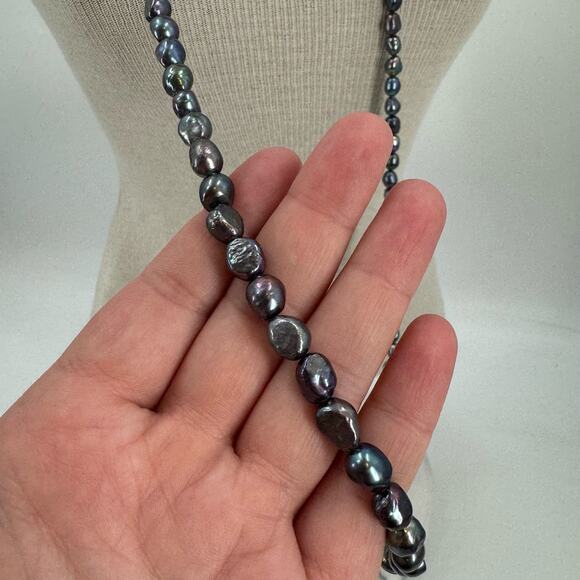 40 inch Freashwater baroque peacock purple pearl long necklace - Picture 6 of 14